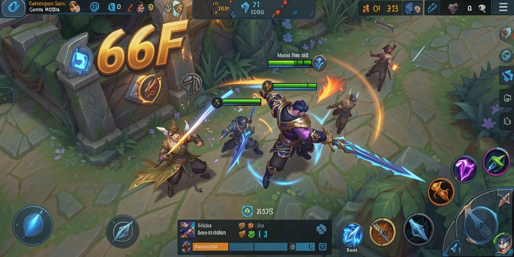 Tampilan layar gameplay seru dari 666F dalam mode MOBA.