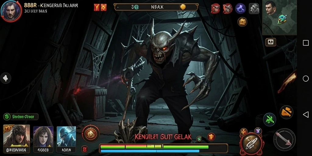 Screenshot gameplay <strong>888R</strong> menunjukkan momen menegangkan saat menghadapi hantu.