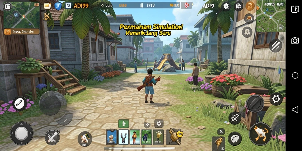 Tangkapan layar utama ADI99 menampilkan momen seru dalam gameplay Simulation.