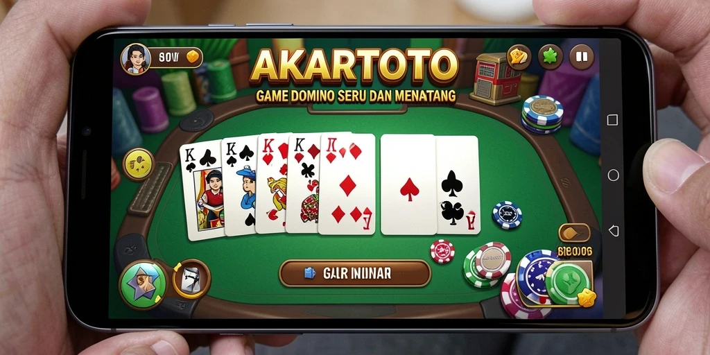 Tampilan gameplay AKARTOTO yang seru dan menegangkan saat bermain Domino.