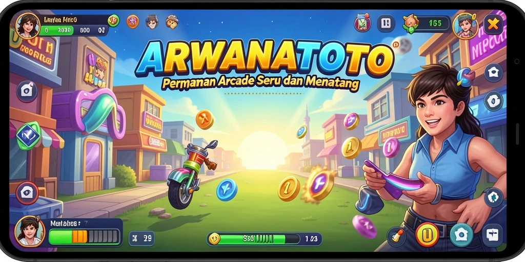 Tampilan gameplay seru ARWANATOTO di tengah aksi.