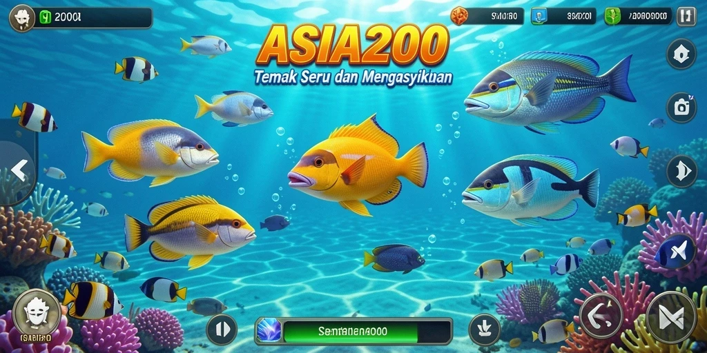 Screenshot gameplay ASIA200 menampilkan aksi menembak ikan yang seru.