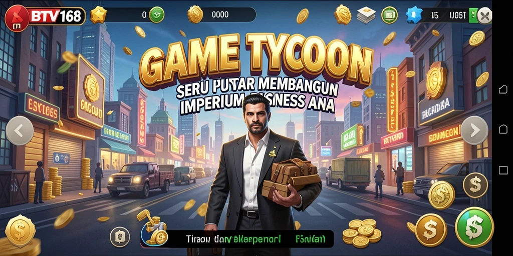 Tampilan gameplay BTV168 yang menampilkan pembangunan bisnis.