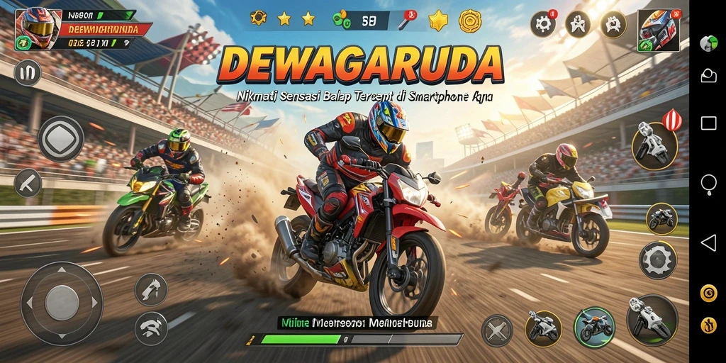 Tampilan balapan seru dan dynamic di DEWAGARUDA.