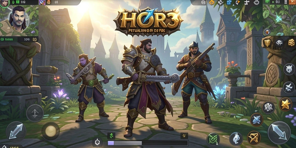 Screenshot gameplay HO3 menampilkan aksi pertarungan epik di dunia MMORPG.