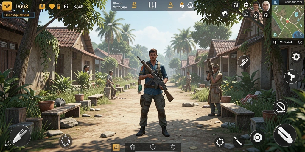 Tampilan gameplay ID098 yang menarik dengan karakter yang berinteraksi.