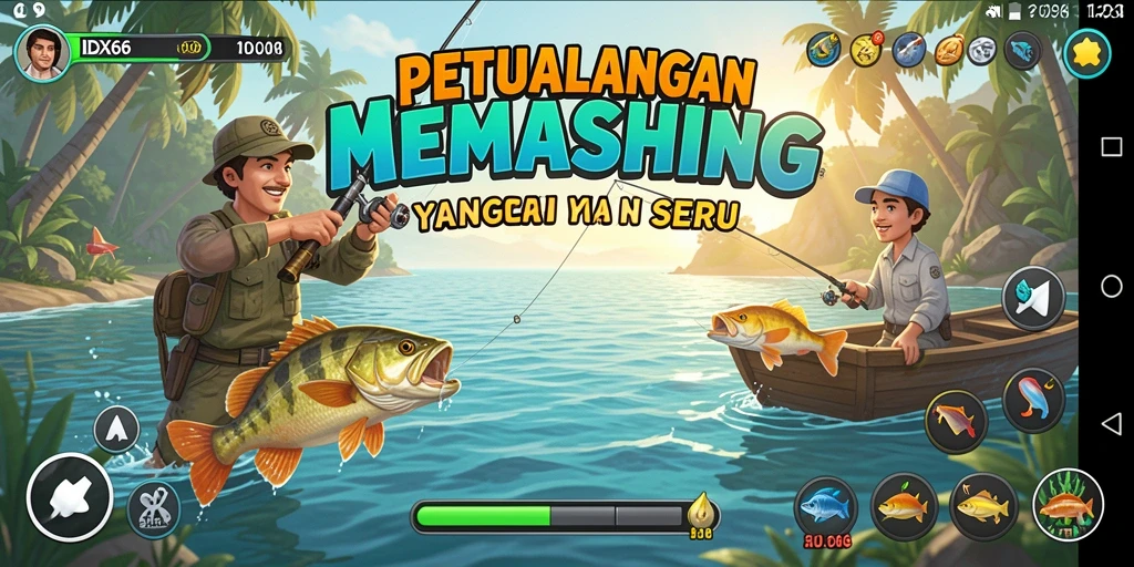 Screenshot gameplay IDX66 menampilkan aksi memancing yang mendebarkan.