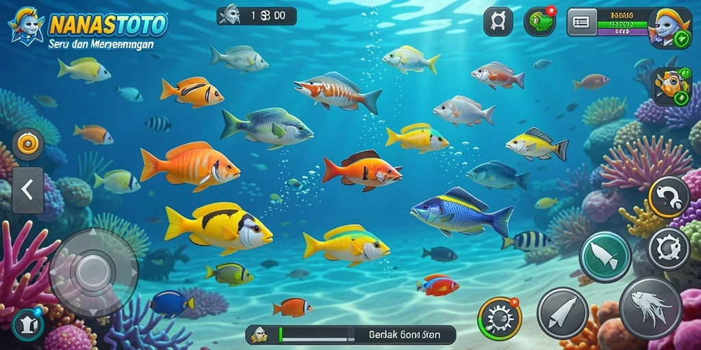 Tangkapan layar dari gameplay seru NANASTOTO menembak ikan.