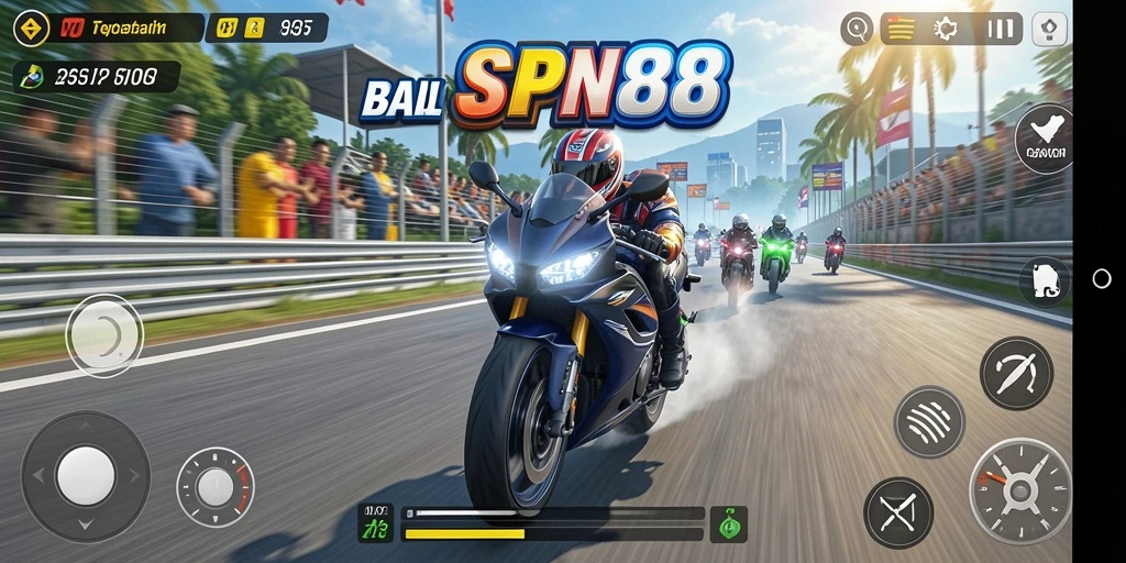 Gameplay SPN88 yang seru dengan balapan motor yang menantang.