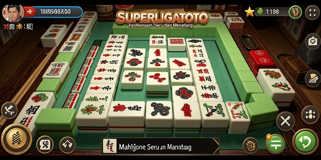 Gameplay menarik SUPERLIGATOTO dengan tantangan Mahjong.