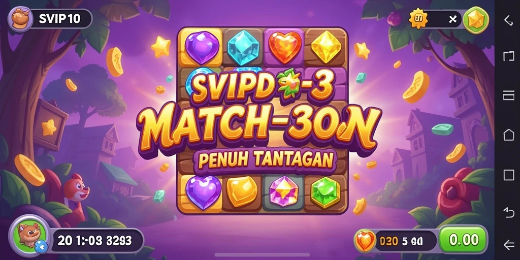 Tampilan menarik dari gameplay Match-3 SVIP10 yang penuh warna.