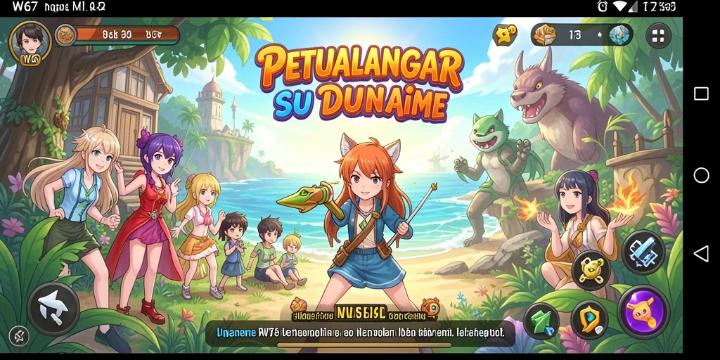 Tampilan gameplay seru di dunia anime W67 dengan grafis menawan.