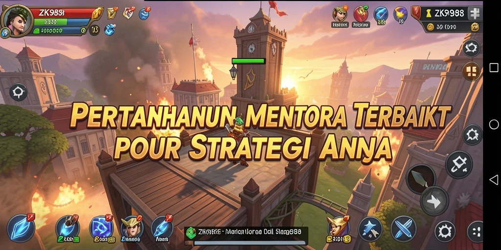 Screenshot gameplay ZK988 menunjukkan tindakan menara yang strategis.